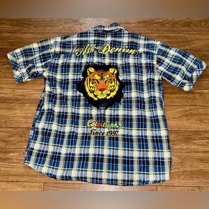 Men’s Ask Denim Catastrophy Since 1997 Shirt Large Plaid Lion